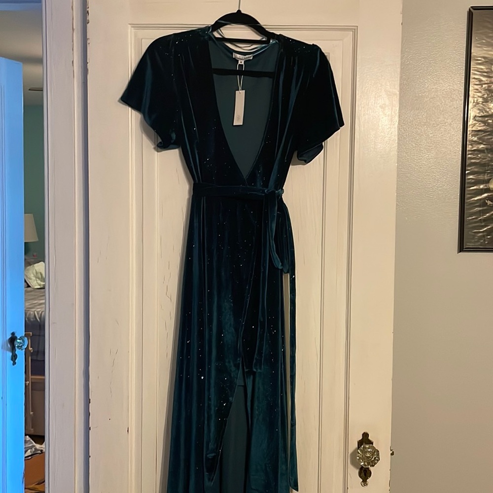 Baltic Born Calvin Sparkle Velvet Wrap Dress | Jade in Medium